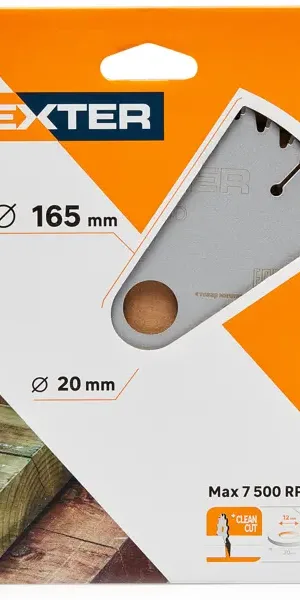 Диск пильный по дереву Dexter FD-E031652048T 48Т 165x20x1.4 мм, кольца: 16 и 12