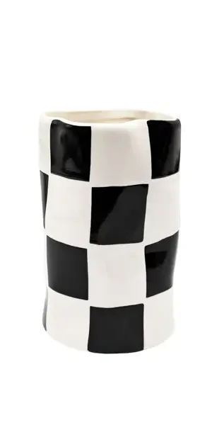 Стакан для зубных щёток Bath Plus Chess W-CE2023A-TB керамика цвет белые и черные квадратики