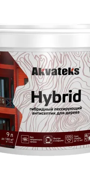 Антисептик Akvateks Hybrid гибридный лессирующий полуматовый орех 9 л