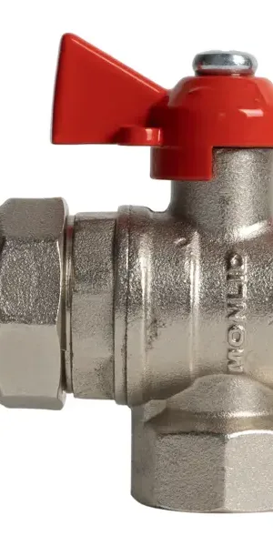 Кран шаровой с американкой угловой Monlid DN15 PN40 1/2" ВР/НР латунь ручка бабочка
