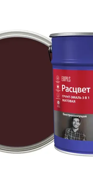 Грунт-эмаль по ржавчине 3 в 1 Расцвет быстросохнущая цвет шоколадный 5 кг