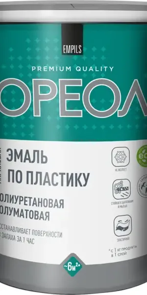 Эмаль по пластику Ореол полуматовая цвет белый 1.1 кг
