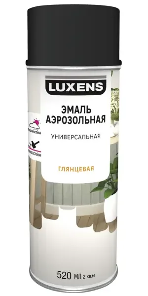 Эмаль аэрозольная декоративная Luxens глянцевая цвет черный 520 мл