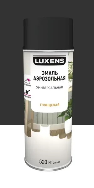 Эмаль аэрозольная декоративная Luxens глянцевая цвет черный 520 мл