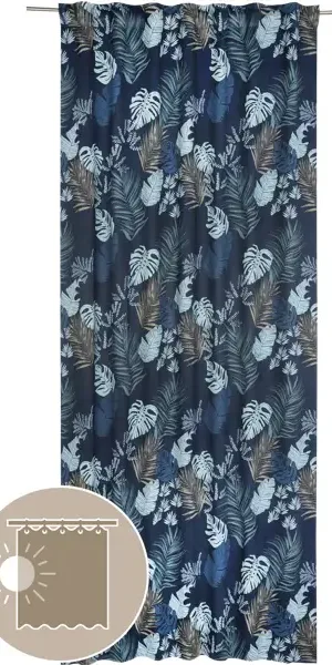 Штора на ленте со скрытыми петлями димаут Inspire Aleida 140x280 см растительный цвет синий Nemo 1