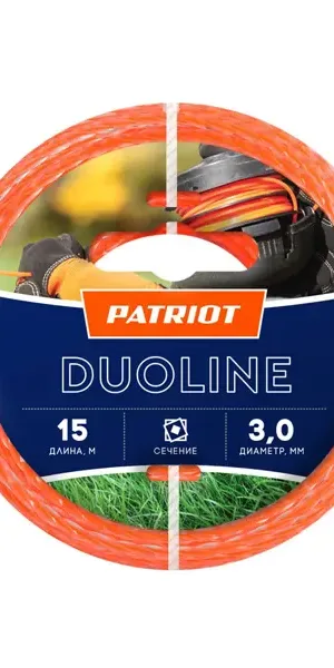 Леска для триммера Patriot Duoline ø3 мм 15 м квадрат