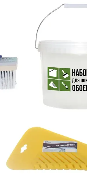 Набор для поклейки обоев макловица, шпатель для прикатки, нож, ведро
