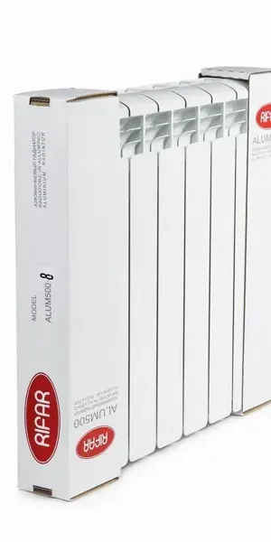 Радиатор секционный Rifar Alum RAL50008 500/90 8 секций боковое подключение алюминий белый