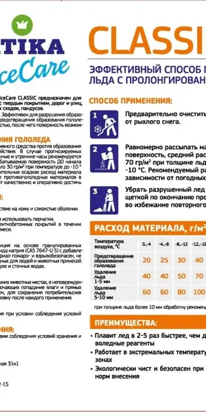 Противогололедный реагент Fertika icecare classic 10 кг
