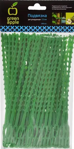 Подвязка для растений Green Apple регулируемая 13 см, 100 шт.