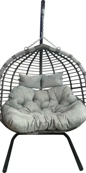 Кресло подвесное Siesta tubo перлато 133x126x205 см сталь/искусственный ротанг серый с опорой