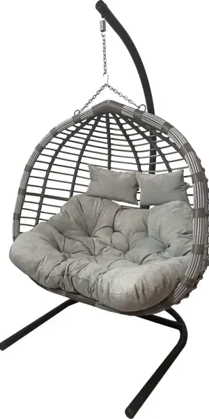 Кресло подвесное Siesta tubo перлато 133x126x205 см сталь/искусственный ротанг серый с опорой