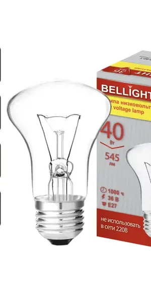Лампа накаливания Bellight E27 36 В 40 Вт гриб 545 лм теплый белый цвет света для диммера