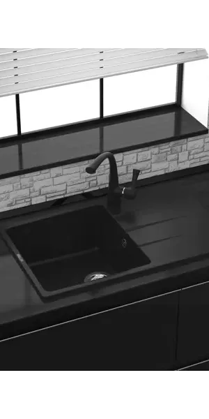 Мойка для кухни врезная с крылом Delinia LM1 78x50 см глубина чаши 20 см кварц цвет черный