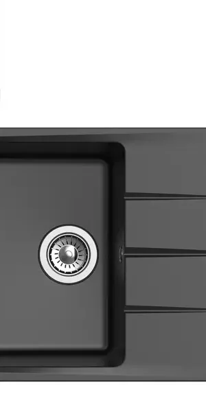 Мойка для кухни врезная с крылом Delinia LM1 78x50 см глубина чаши 20 см кварц цвет черный