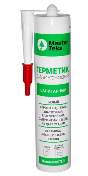 Герметик силиконовый MasterTeks санитарный уксусный белый 260 мл