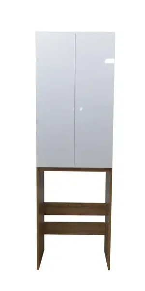 Шкаф для стиральной машины Cube 200x64 см цвет белый глянец/дуб вотан