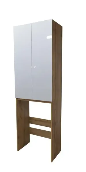 Шкаф для стиральной машины Cube 200x64 см цвет белый глянец/дуб вотан