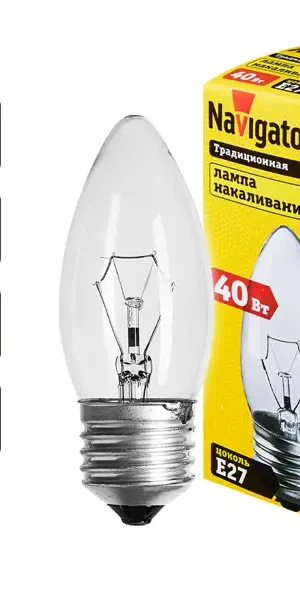 Лампа накаливания Navigator E27 230 В 40 Вт свеча 400 лм