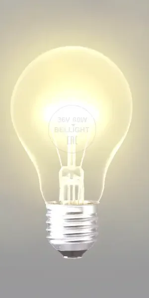 Лампа накаливания Bellight E27 36 В 60 Вт груша 890 лм цвет света желтый для диммера