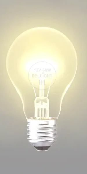 Лампа накаливания Bellight E27 12 В 60 Вт груша 940 лм цвет света желтый для диммера