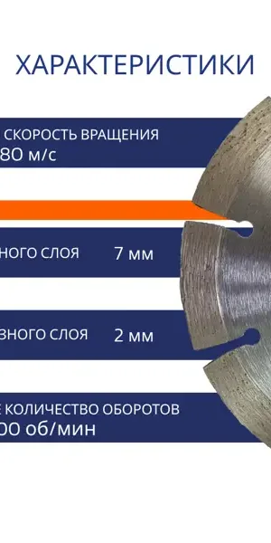 Диск алмазный по бетону Flexione сегментный 115x22.2x2 мм