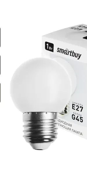 Лампа светодиодная Smartbuy Matte G45-01W/3000/E27 E27 220 В 1 Вт шар малый 80 лм цвет света теплый белый