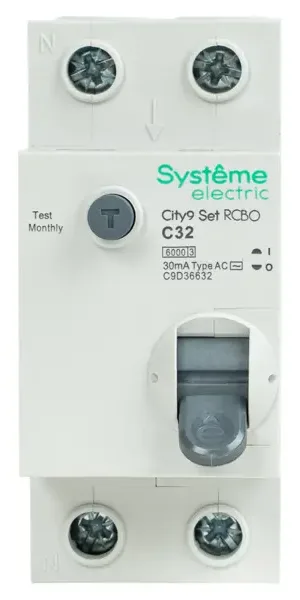 Дифференциальный автомат Systeme Electric City9 Set C9D36632 1P N С32 А 30мА 6кА AC