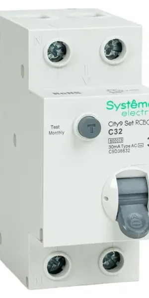 Дифференциальный автомат Systeme Electric City9 Set C9D36632 1P N С32 А 30мА 6кА AC