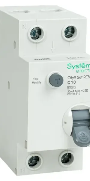 Дифференциальный автомат Systeme Electric City9 Set C9D36610 1P N С10 А 30мА 6кА AC