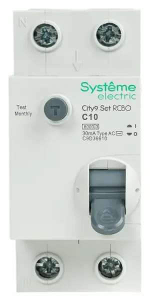 Дифференциальный автомат Systeme Electric City9 Set C9D36610 1P N С10 А 30мА 6кА AC