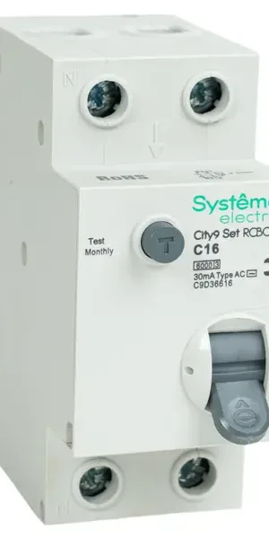 Дифференциальный автомат Systeme Electric City9 Set C9D36616 1P N С16 А 30мА 6кА AC