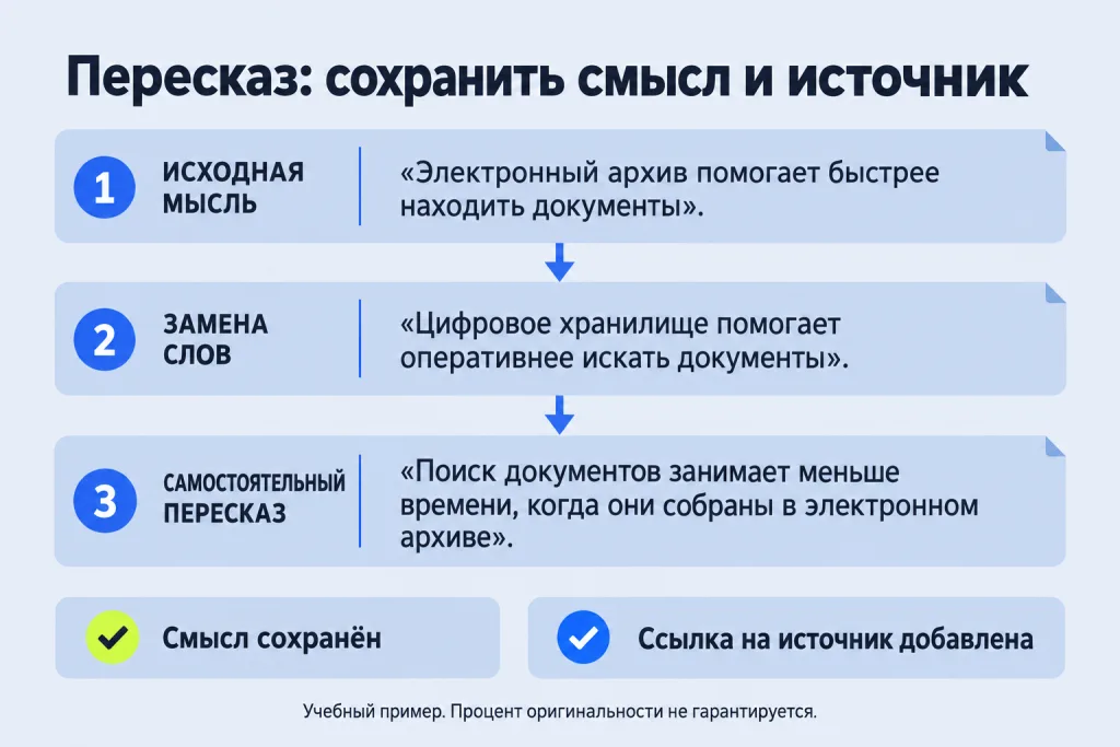 Пересказ: сохранить смысл и источник