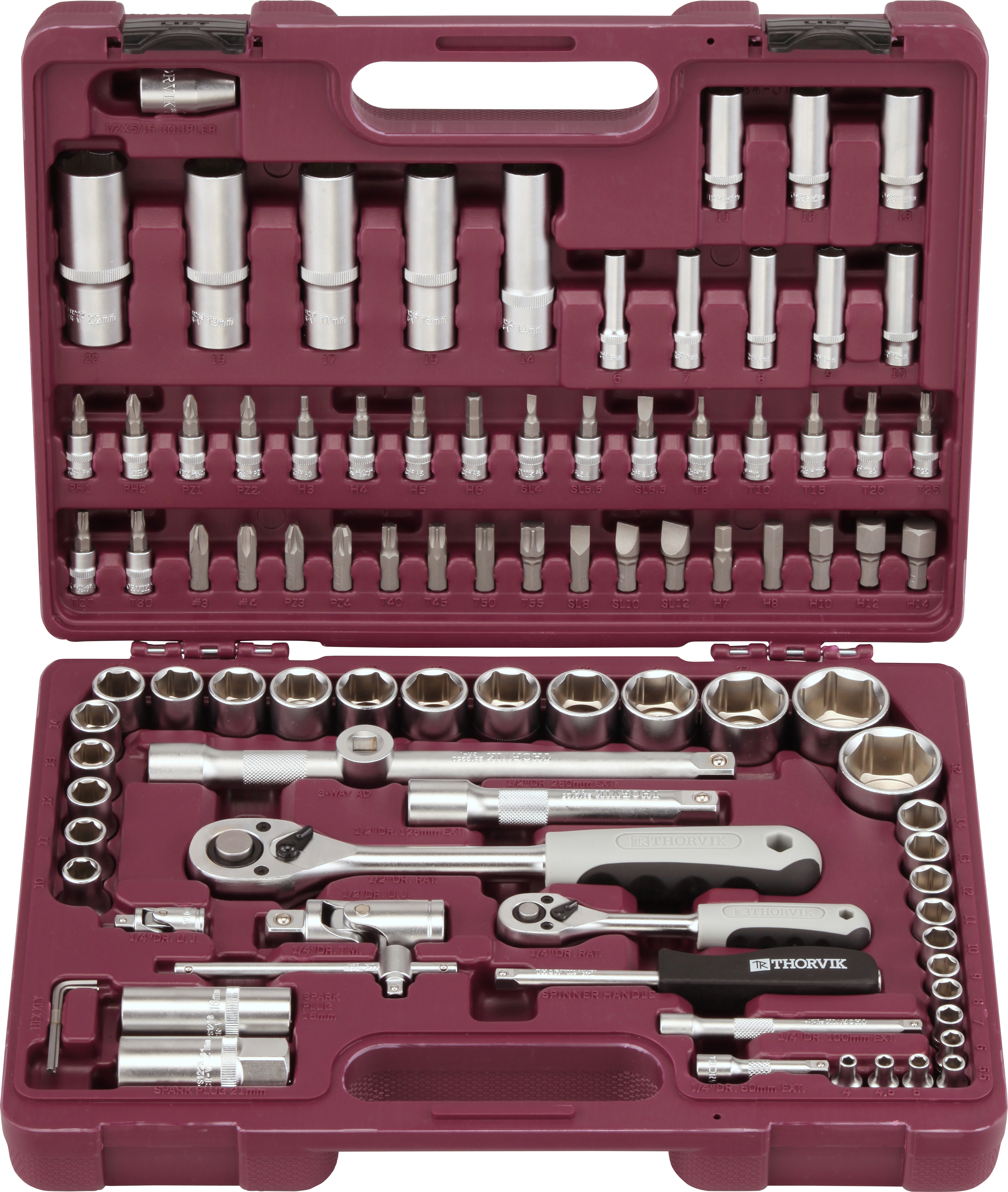 Набор инструмента универсальный 1/4", 1/2"DR, 94 предмета Thorvik