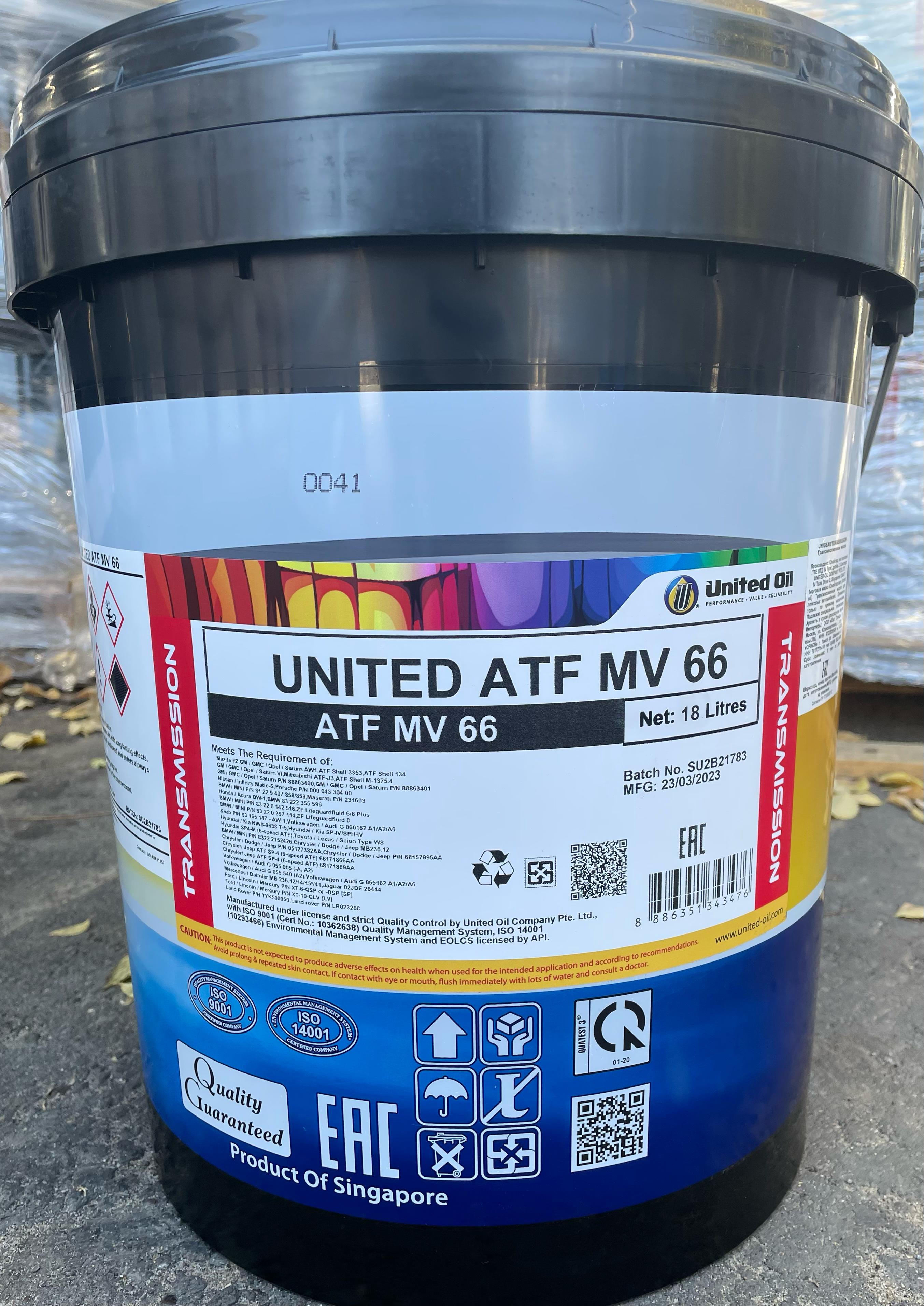 United Oil Масло трансмиссионное АКПП UNITED ATF MV-66 D6 18л / кг (12х3)