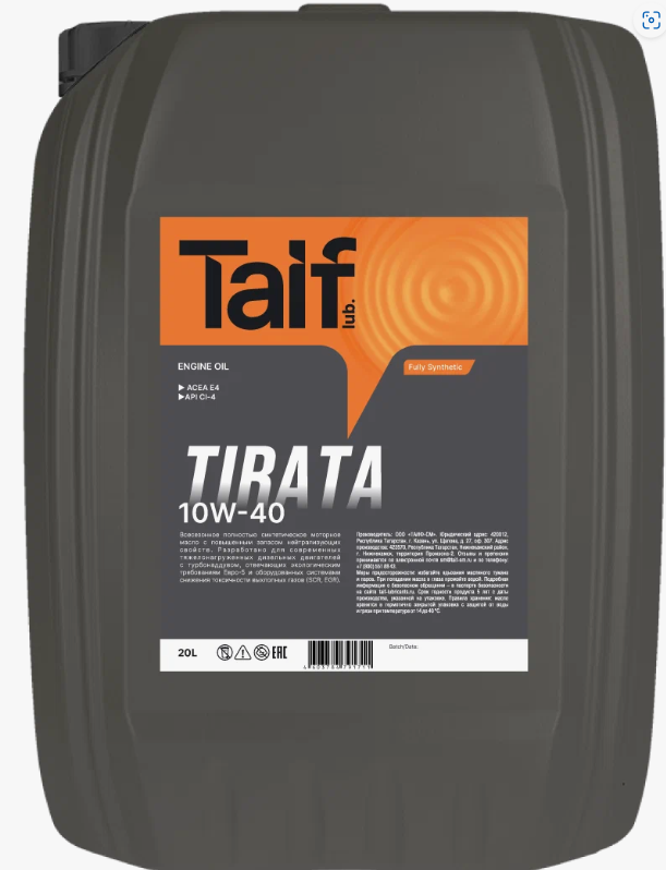 TAIF Масло моторное TIRATA 10W-40 API CI-4 ACEA E4,E7 (канистра 20L/17.2kg)