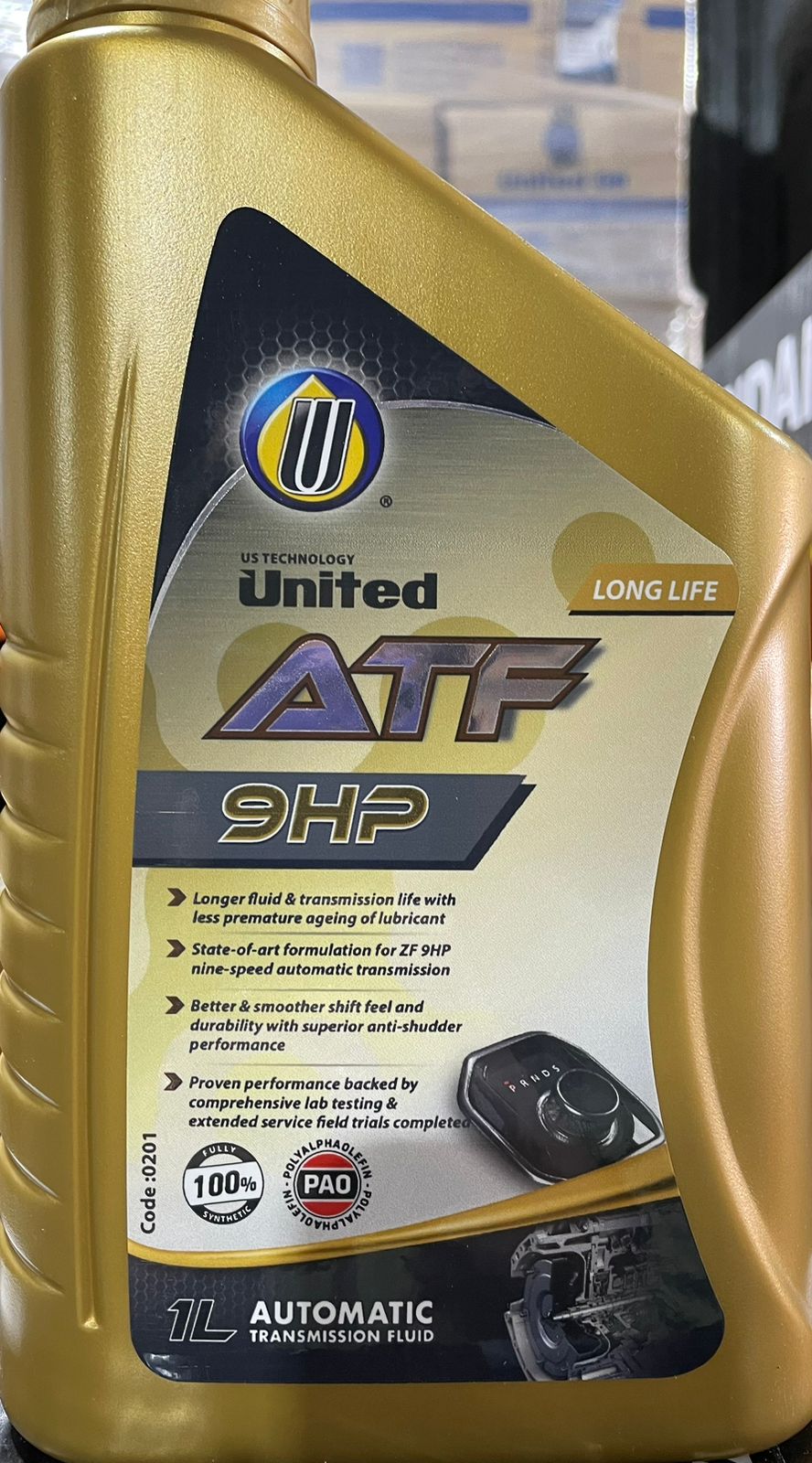United Oil Масло трансмиссионное АКПП UNITED ATF 9HP LONG LIFE 1л (пл) (24шт/1кор) (6х4)