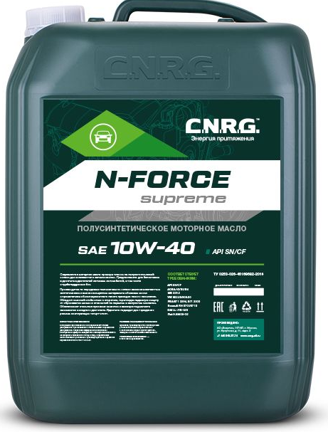 CNRG Масло моторное N-Force Supreme 10W-40 SN/CF (канистра 20 л/17 кг) (20х3)