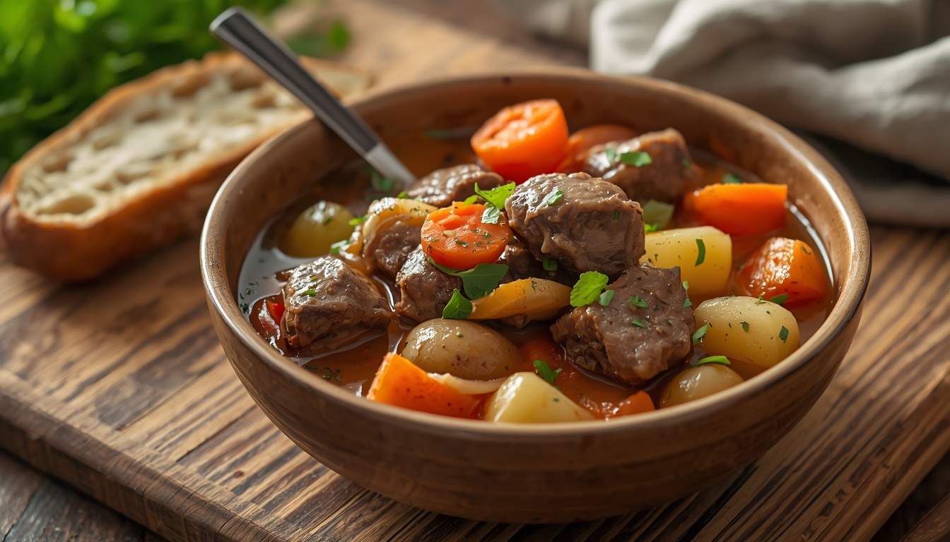 Баранина, тушённая с овощами