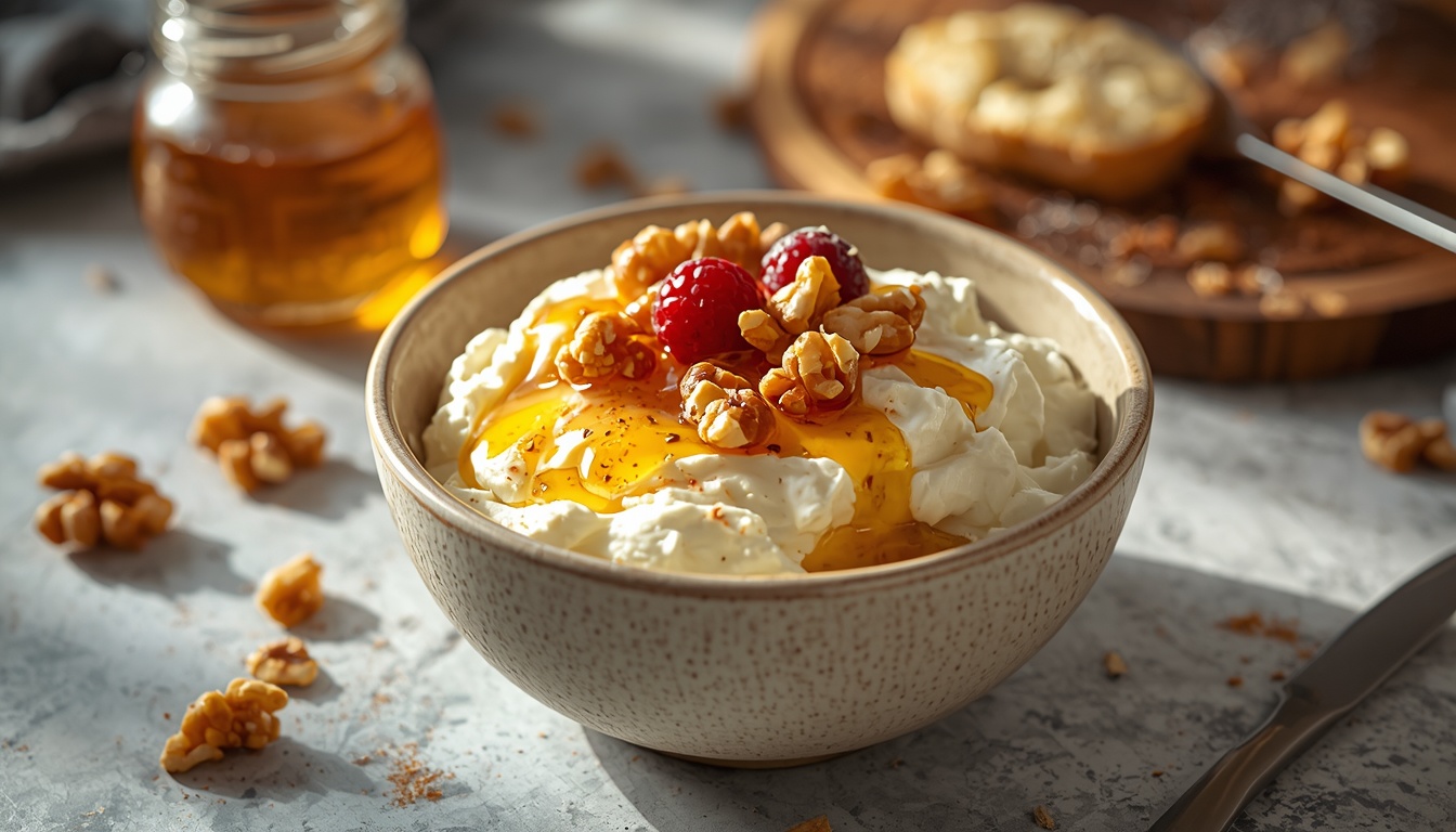 Творог с мёдом и грецким орехом