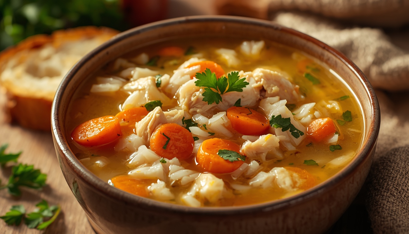 Суп с рисом и курицей