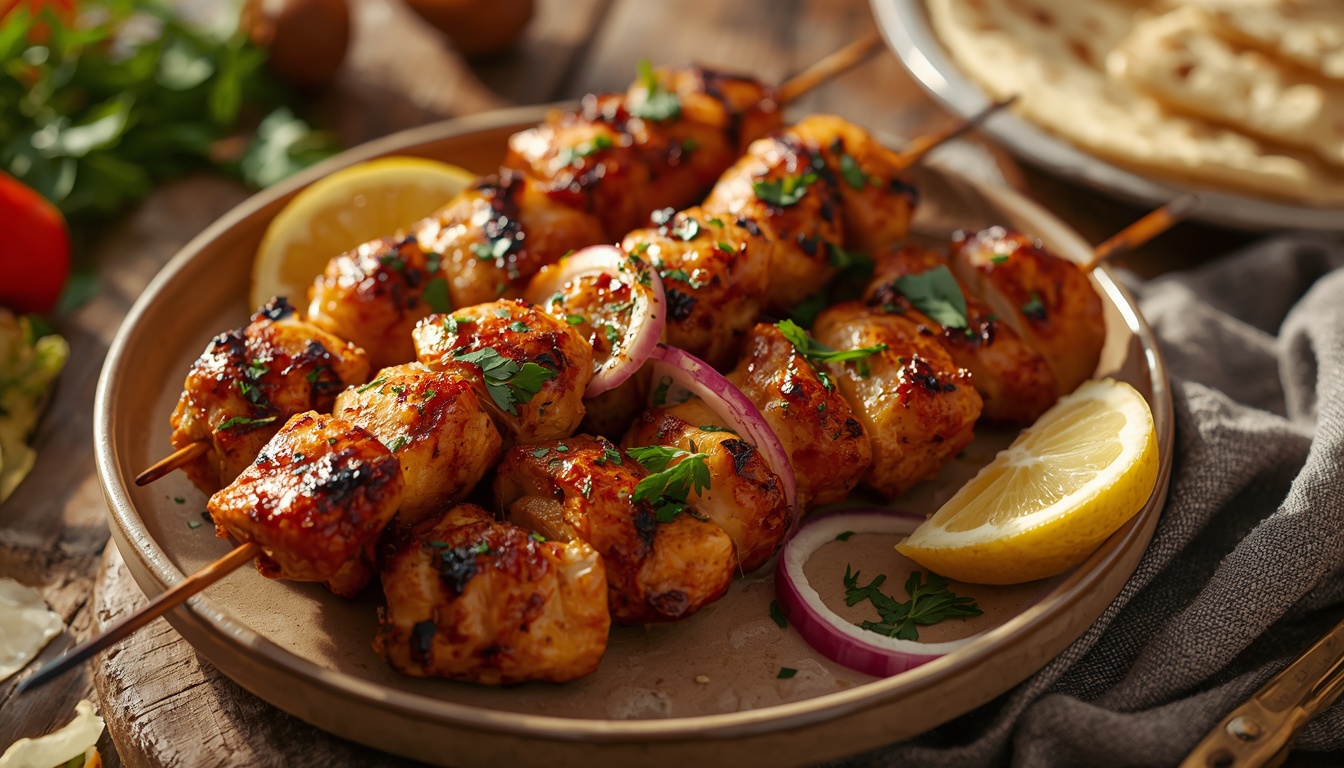 Куриные шашлычки на шпажках