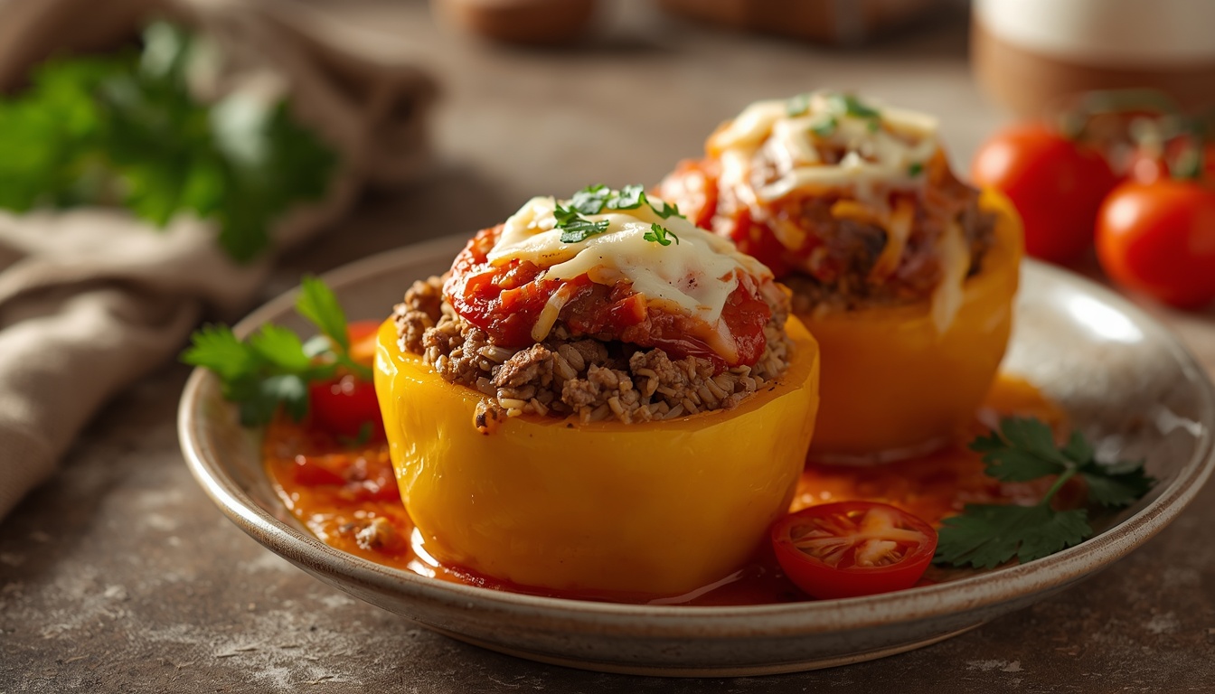 Перец, фаршированный мясом и рисом