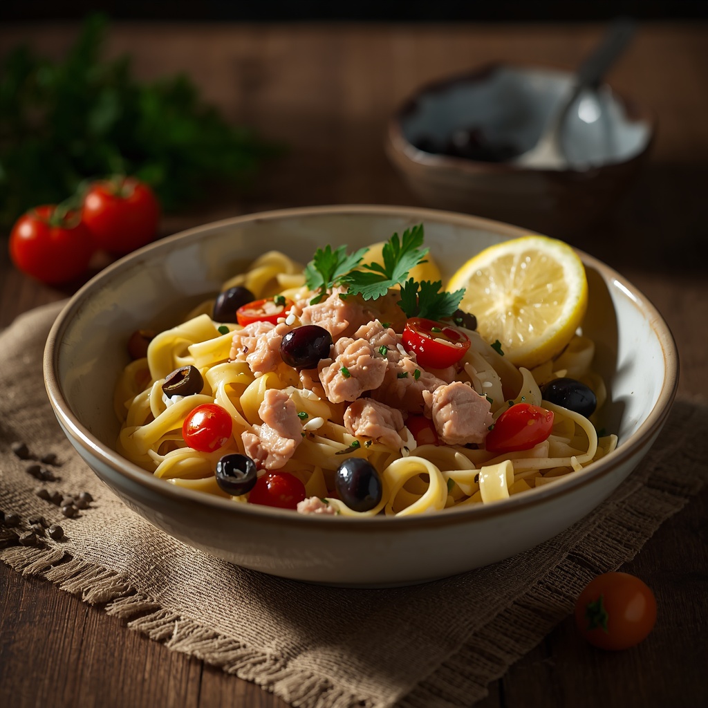 Паста с тунцом и оливками
