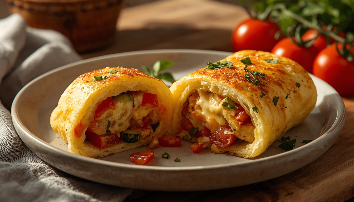 Омлет-рулет с овощами