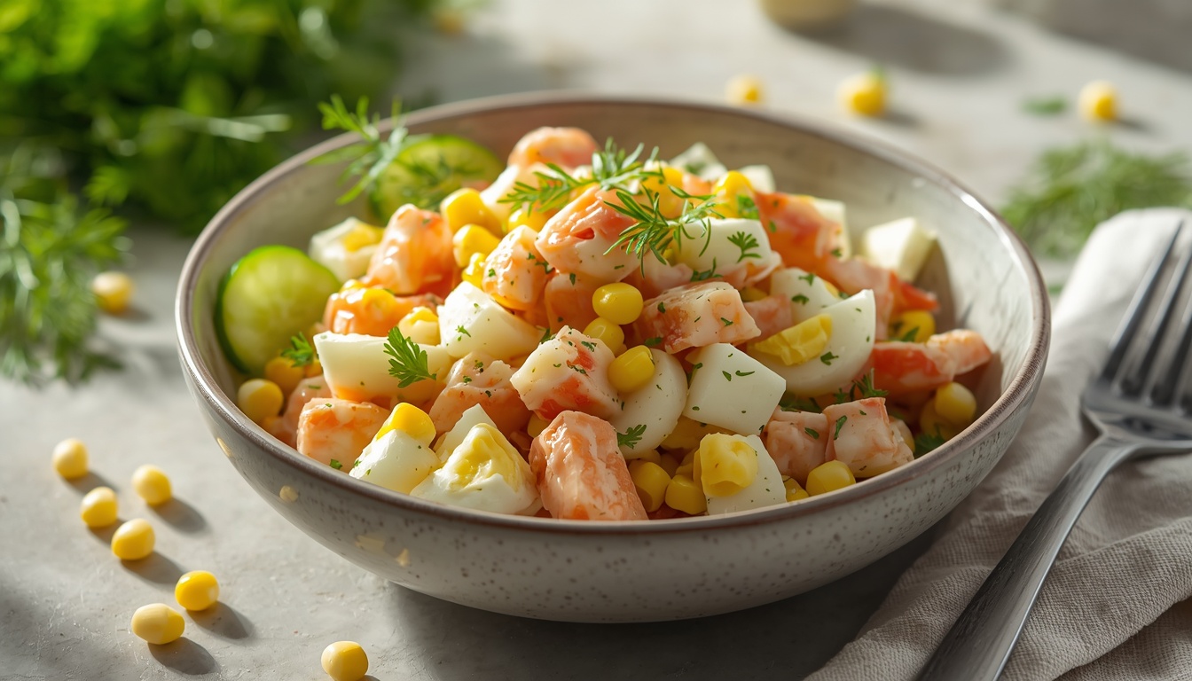 Салат с крабовыми палочками и кукурузой