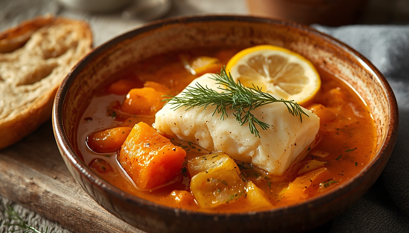 Треска, тушёная с луком и морковью