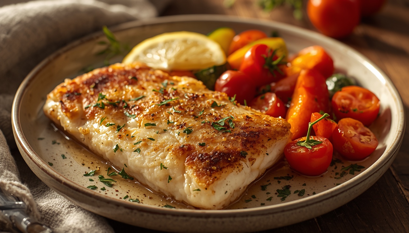 Минтай, запечённый с овощами