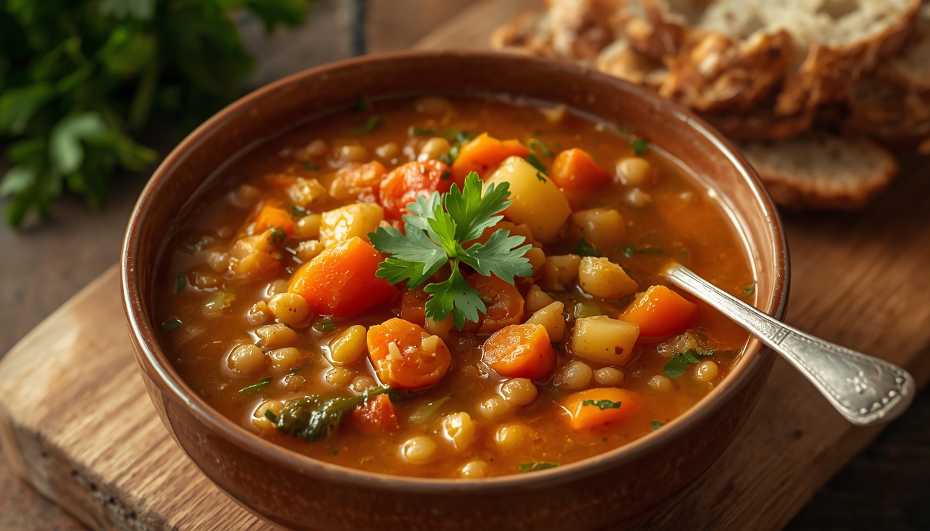 Суп с чечевицей и овощами