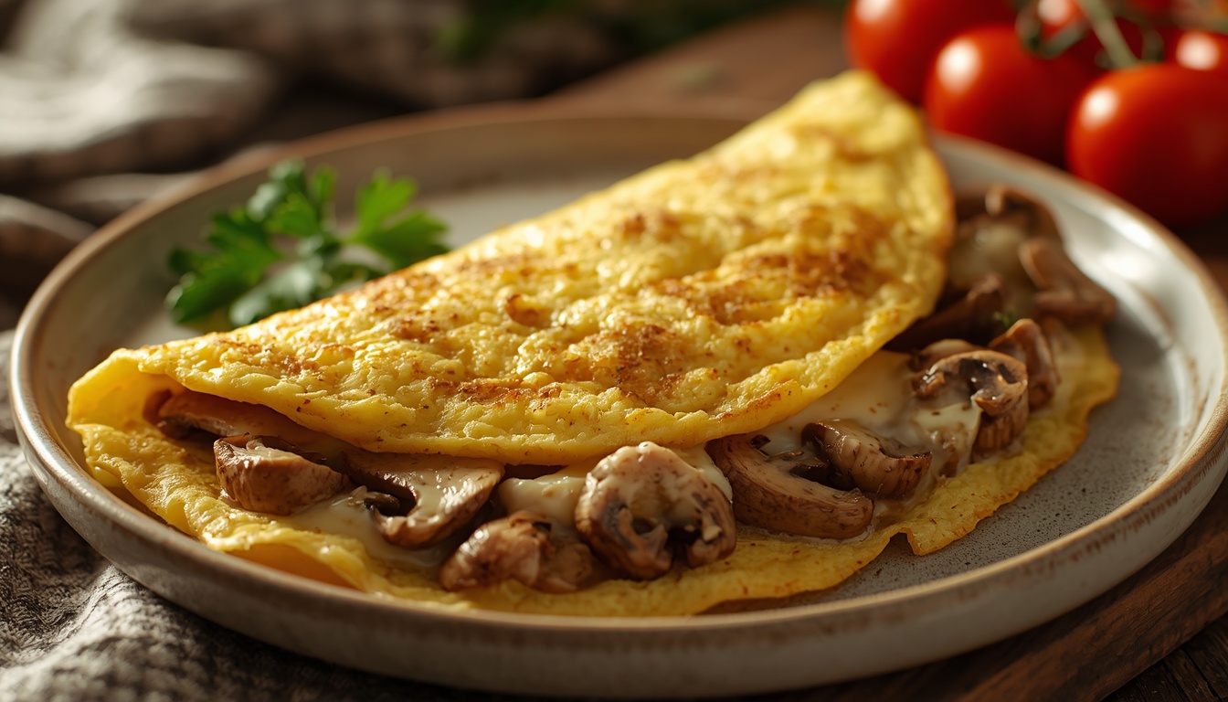 Омлет с грибами и сыром